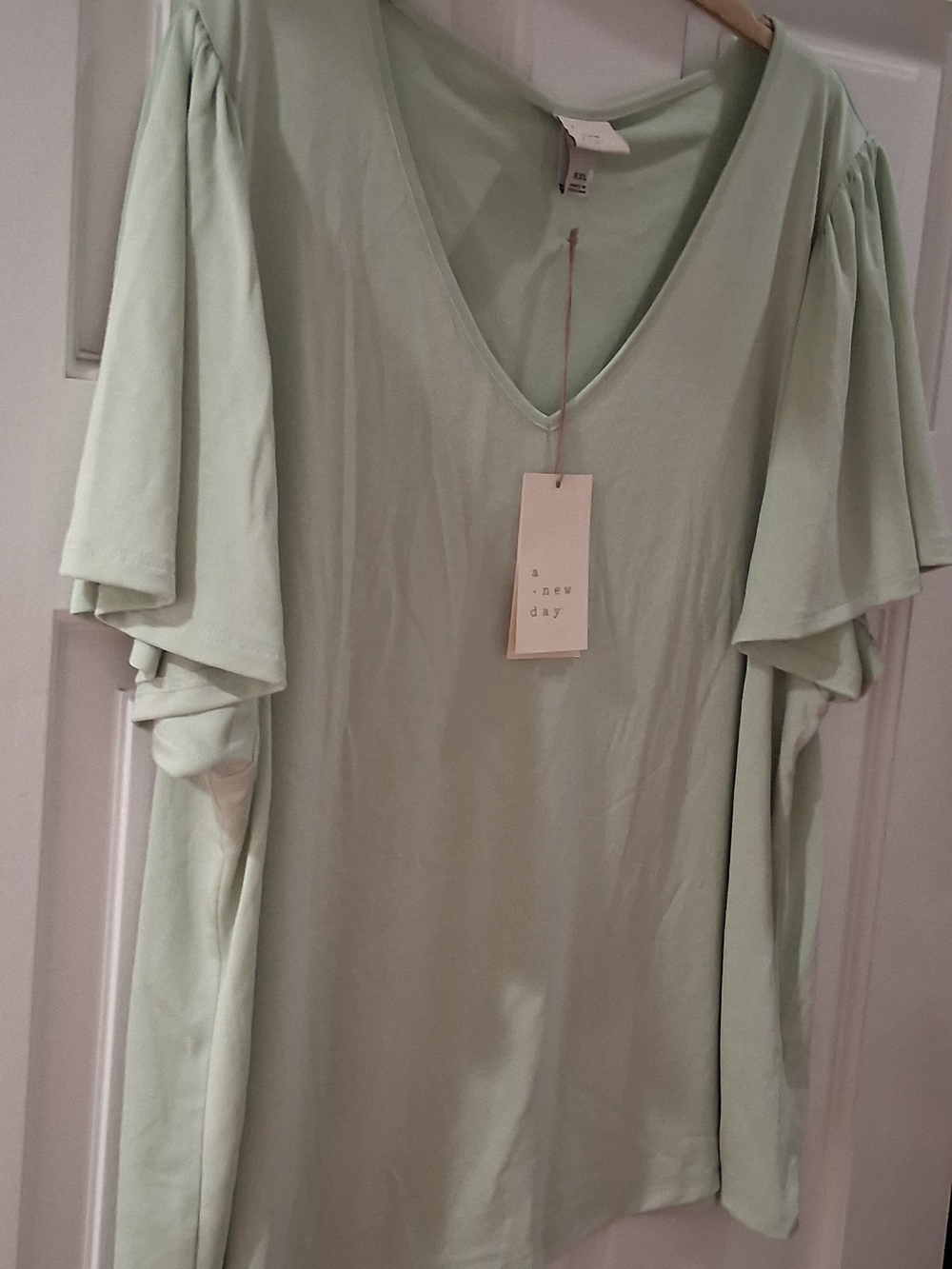 A New Day Women's Sage V-Neck Flutter Sleeve Top